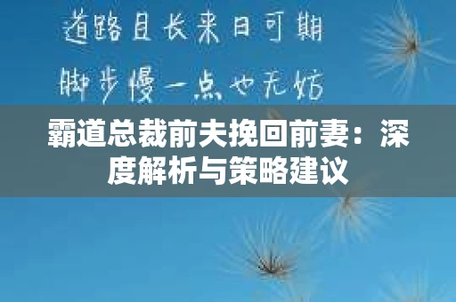霸道总裁前夫挽回前妻:深度解析与策略建议 霸道总裁前夫挽回前妻:深度解析与策略建议