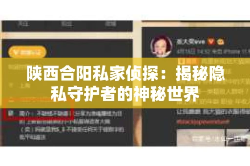 陕西合阳私家侦探：揭秘隐私守护者的神秘世界