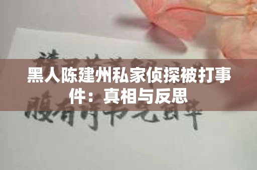 黑人陈建州私家侦探被打事件：真相与反思