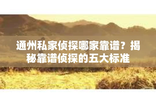通州私家侦探哪家靠谱？揭秘靠谱侦探的五大标准