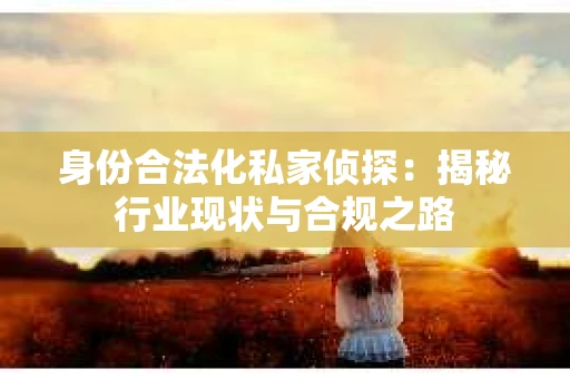身份合法化私家侦探：揭秘行业现状与合规之路
