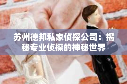 苏州德邦私家侦探公司：揭秘专业侦探的神秘世界